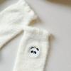 Cute Cartoon Mink Fleece Socks for Women White Mid-tube Socks Winter Thickened Velvet Warm Home Sleep Elastic Cuffs Socks