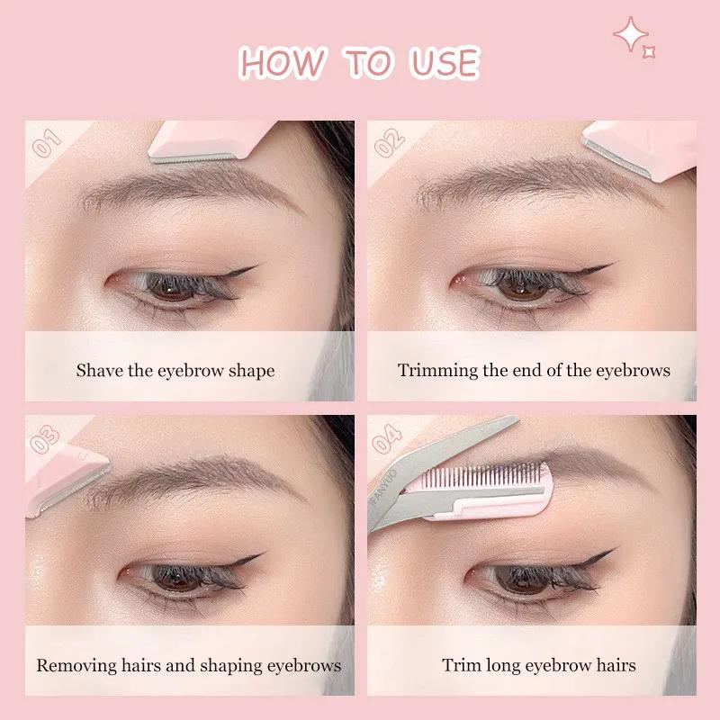 1/2Pcs Stainless Steel Crescent Moon Eyebrow Trimmer Set With Comb Portable Women Eyebrow Eyelash Hair Scissors Makeup Tool