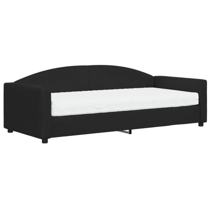 VidaXL Lit de jour avec matelas noir 90x200 cm tissu 3197172