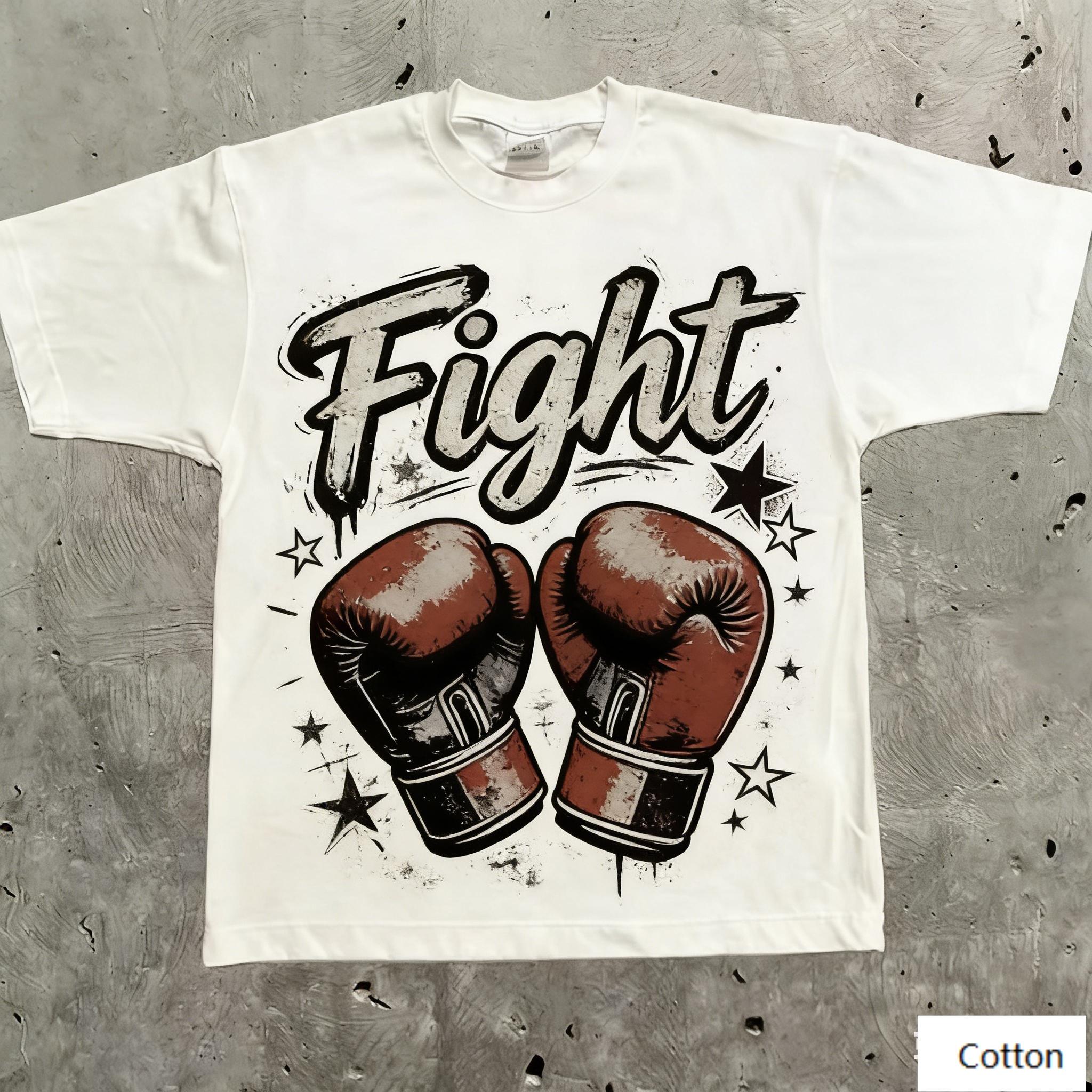 Boxing Hardcore Street Style Unisex Cotton TShirt with Fight Print Breathable Heavyweight Fabric Regular Fi Boxing Culture M