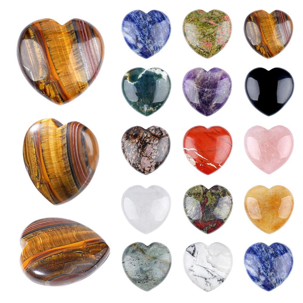 40mm Natural Crystal Large Heart Shape Rock Polished Gemstone Healing Crystals Palm Pocket Stone Quartz Home Decor Ornament Gift