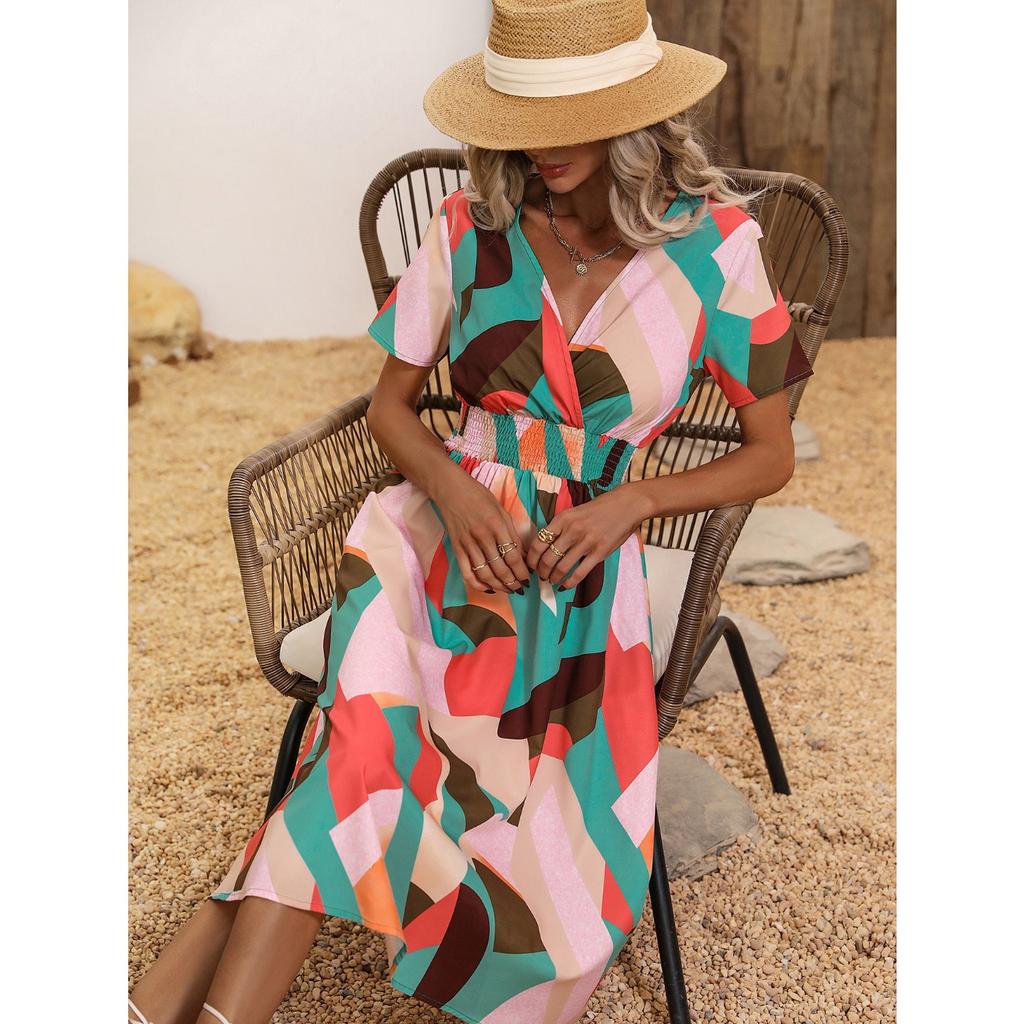 Summer floral print short-sleeved dress