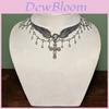 Gothic Cross Pendant Necklace With Rhinestones For Women Halloween Jewelry