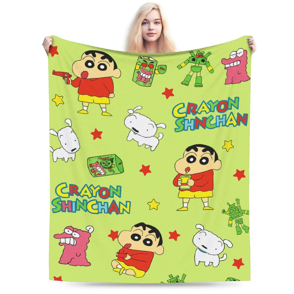 Crayon Shin chan Knitted Blanket Cartoon Flannel Throw Blankets Summer Air Conditioning Personalised Soft Warm Bedspread