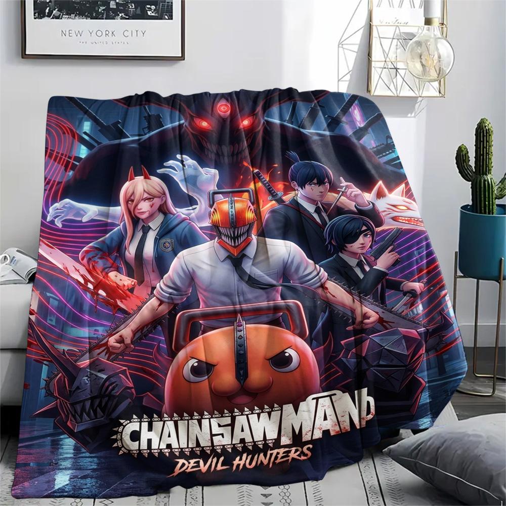 1 Stück Chainsaw Man Gemustert Flanelldecke Geeignet für Alle Jahreszeiten Für Heimdekoration Wärme Und Komfort Geschenke Feiertagsgeschenk