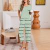 Women's Casual Printed Round Neck Loose Fit Short Sleeve Tee and Loungewear Set