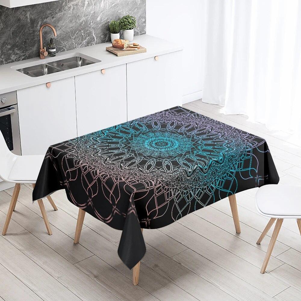 Waterproof Mandala Printed Tablecloth Wedding Party Restaurant Decoration Rectangle  Kitchen Table