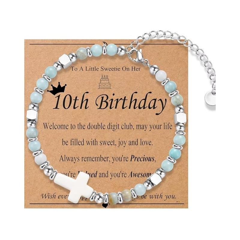 JYL TS Bracelet  Cross Pendant Natural Stone Graduation Gift Inspires Faith