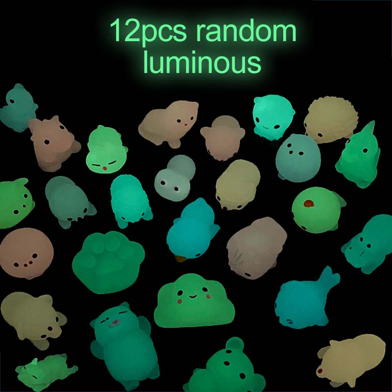 12pcs/lot Mini Cute Soft Squishy Fidget Toy Kawaii Mochi Cat Anti Stress Reliever Sensory Squeeze Xmas Gift for Adult Kid TMZ