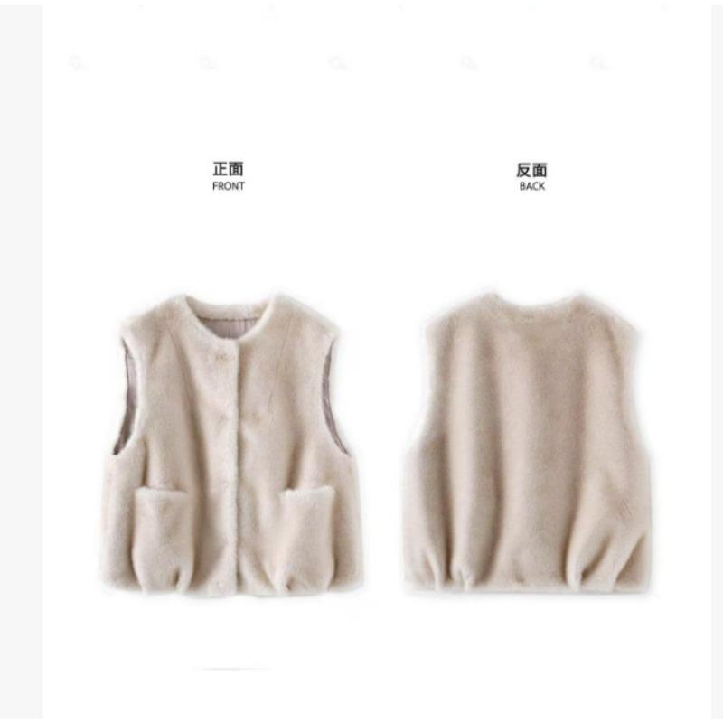 Women's Faux Leather Round-Neck Loose-Fit Relaxed-Fit Vest for Daily Wear