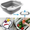 Foldable Cutting Board With Drain Basket Multi-purpose Kitchen Outdoor Chopping Block Portable Plastic Wash Basin Easy To Clean