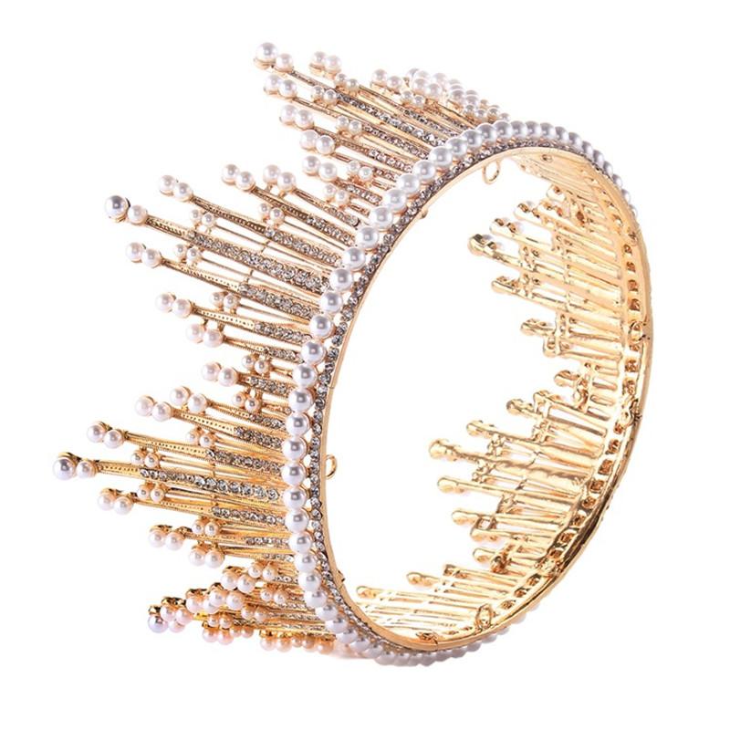 Luxury Full Rhinestone Tiara Crowns for Women/Girls Pageant Prom Round Diadem Wedding Bridal Hair Jewelry Accessories
