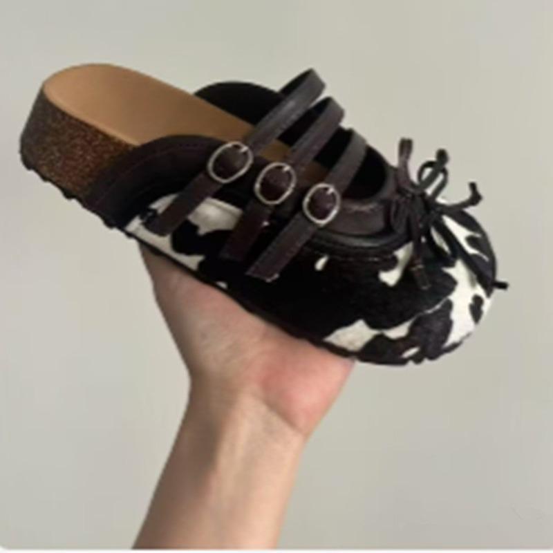 

Летние новые туфли-баотоу с круглым носком, мелким вырезом, бантом-бабочкой и металлической пряжкой, на среднем каблуке, балетки 40