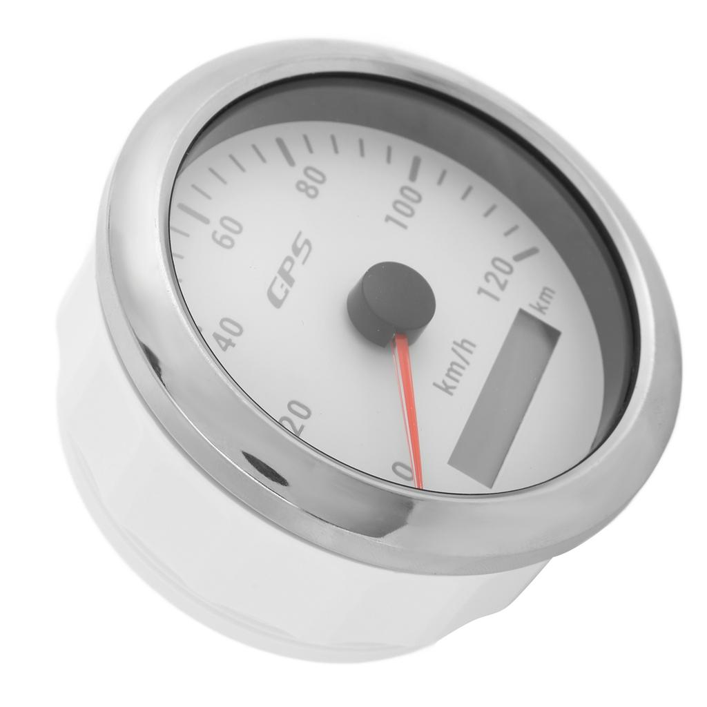 85mm Marine Auto GPS Speedometer 120KM H Speed Odometer with 7 Color Backlight for Car Boat RV YachtWhite