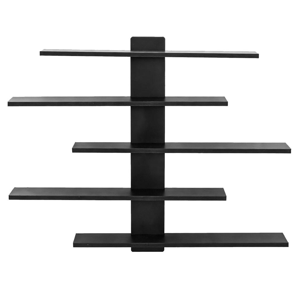 Scaffale Galleggiante per Statuine Salvaspazio Legno Parete Statuine Decorazione Espositore per Bambole Statue Ornamenti Nero 5 Ripiani