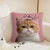 Pink cute Cat cushion cover Pillow Case Plush Fabric Soft Double Sided Print Sofa Cushion Cover Throw Pillow Covers