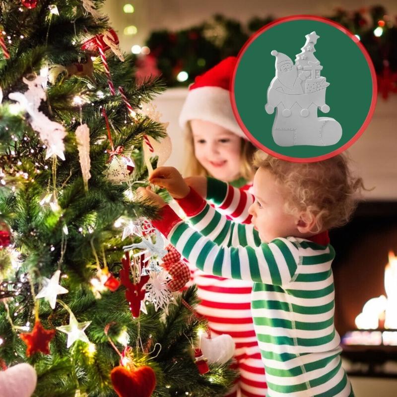 Christmas Stocking Silicone Mould Chocolate Fondant Silicone Mould with Christmas Tree Santa Pattern for Epoxy Resin