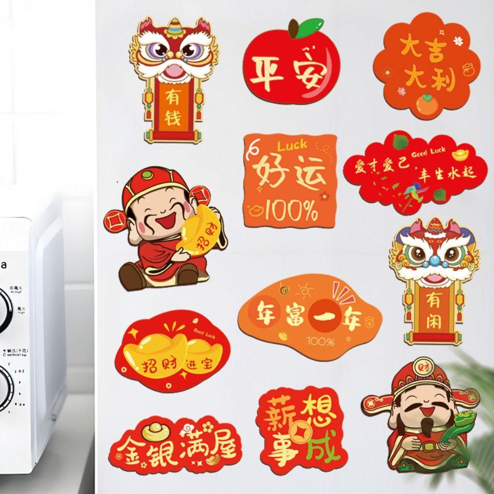 Cute Chinese New Year Fridge Magnets Traditional Festive God of Wealth Refrigerator Magnet Cartoon Snake Year Hanging Pendent