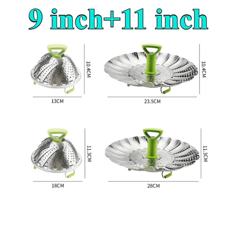 Multi-Function Meat Steaming Tray Folding Dish Steam Stainless Steel Food Steamer Basket Kitchen Tools Fruit Vegetable Cooker