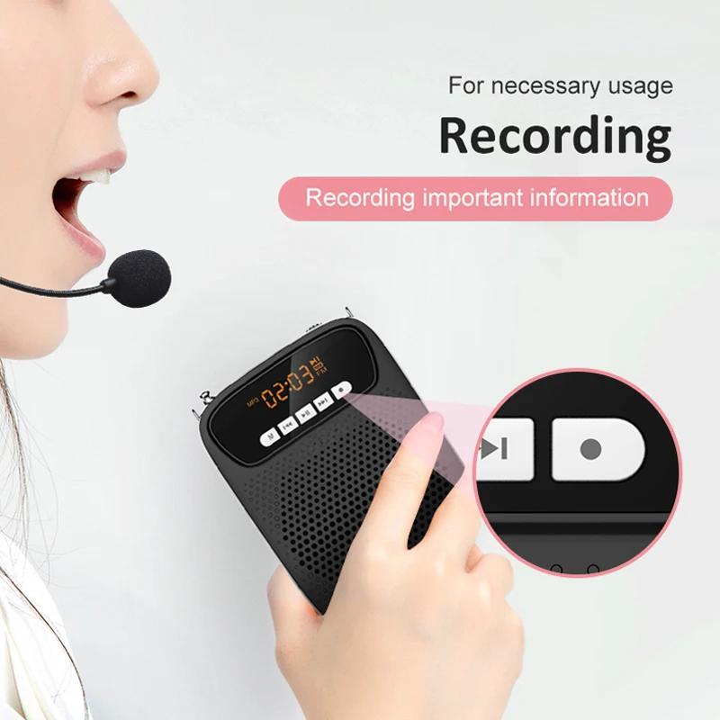15W Portable Voice Amplifier Wired Microphone FM Radio AUX Audio Recording Bluetooth Speaker Megaphone For Teachers S278