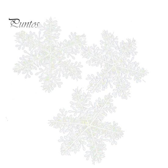 Puntos 3Pcs 8/11/15/18/23cm Christmas Tree Snowflake Ornament Party Window Xmas Decor