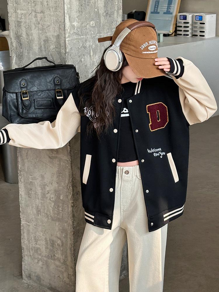 Girls' Stylish Baseball Jacket - 2025 New Spring/Autumn Fashion Outerwear for Big Kids