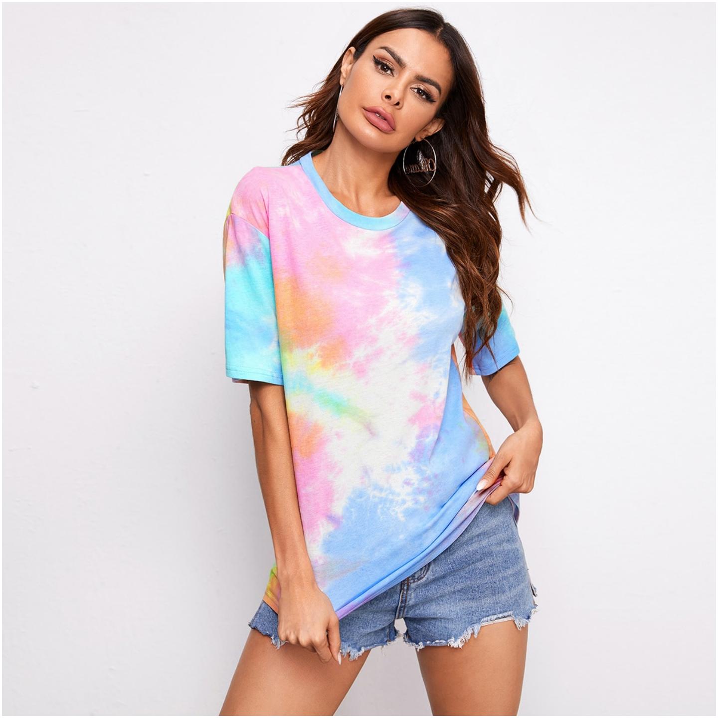 

Жіноча футболка з 3d кольоровим принтом Футболки Y2k Одяг Щоденні футболки з короткими рукавами Літні футболки великого розміру Жіночий одяг L