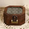 Elegant Begonia Pattern Jewelry Organizer With Glass Lid And Wooden Frame Storage Box For Vanity Table Decoration