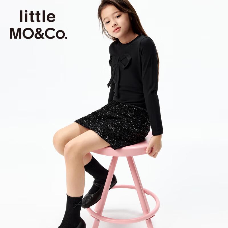 Little MO&Co. Girls' Antibacterial Long-Sleeved Bow T-shirt