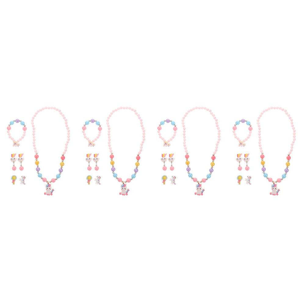 4 Sets Kids Jewellery Girl Pearl Jewelry Necklace For Children'S