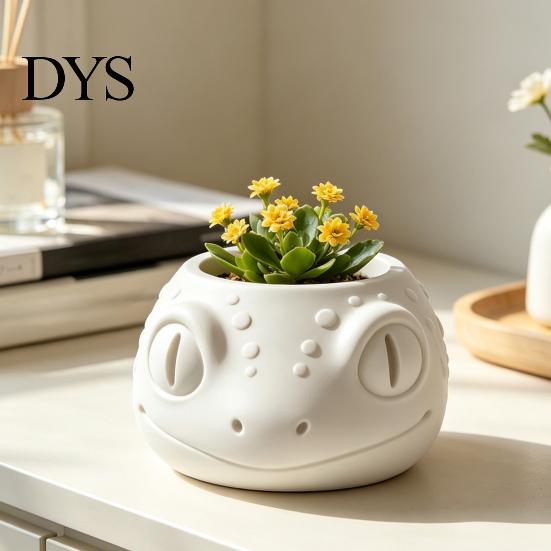 Small Foliage Plant Holder Lizard-Shaped Planter, 3D Printed Cute Animal Flower Pot, Compact Pot Gift Desk Container for Indoor Bookshelf, Desktop,
