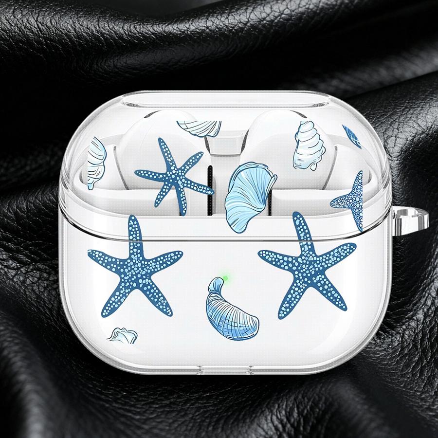 Ocean Shell Stars Case For Samsung Galaxy Buds 3 FE 2 2Pro 4Pro Live 4 Pro 3Pro Clear Earphone Cases Cover With Hook