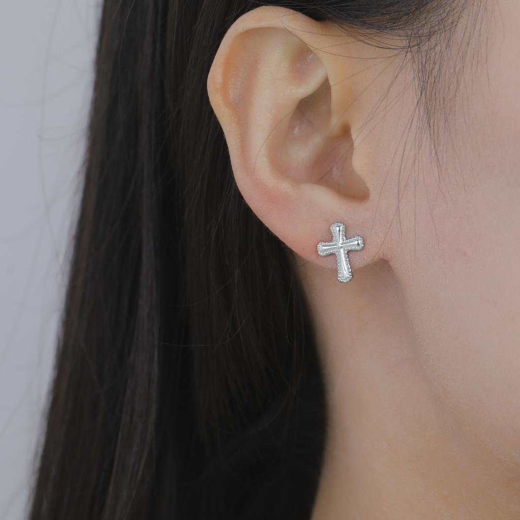 Teamer Cross Stud Earrings For Men Women Stainless Steel Gold Color Minimalist Jewelry Ear Accessories Birthday Gift 2026 New