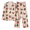 Women's Casual Fashion Christmas Print Long-Sleeve Top And Pants Homewear Set