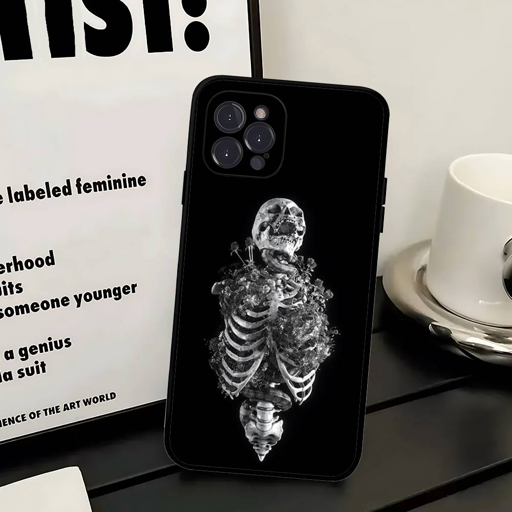 

Radiological Human Organs Skeleton Phone Case For IPhone 17 16 15 14 13 12 11 Pro Max Plus Mini Soft Black Cover iPhone 13