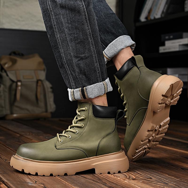 High Top Casual Sneakers Men Designer Anti-Slip Ankle Boots Outdoor Thick Sole Mens Work Boots New Style All-match Men's Boots