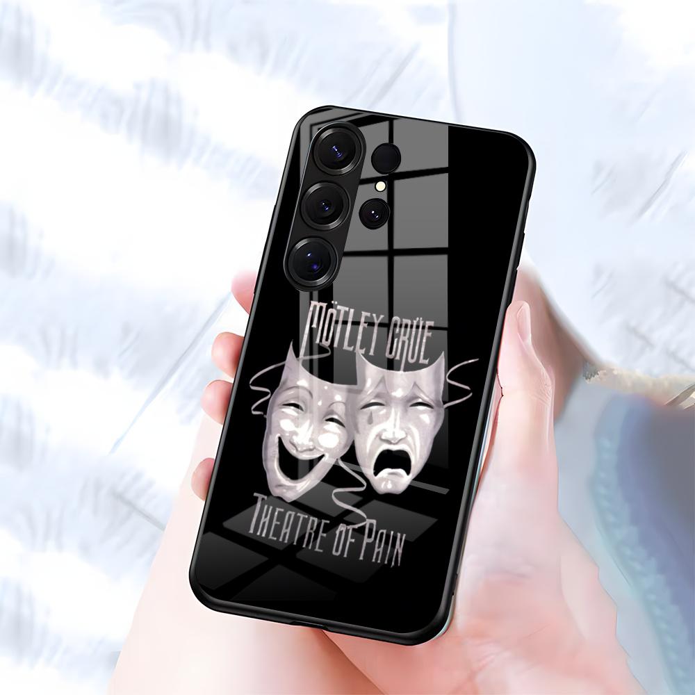 

Чехол для телефона M-MotleyS Rock C-CrueS для Samsung S26 S25 S24 FE S23 S22 S21 Plus S20 Ultra Note20Ultra Черная стеклянная крышка Galaxy S23 Ultra