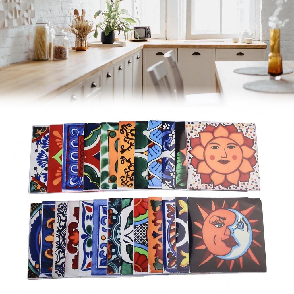 24 bucăți autocolant vintage autocolant pentru baie și faianta de bucătărie rezistentă la apă