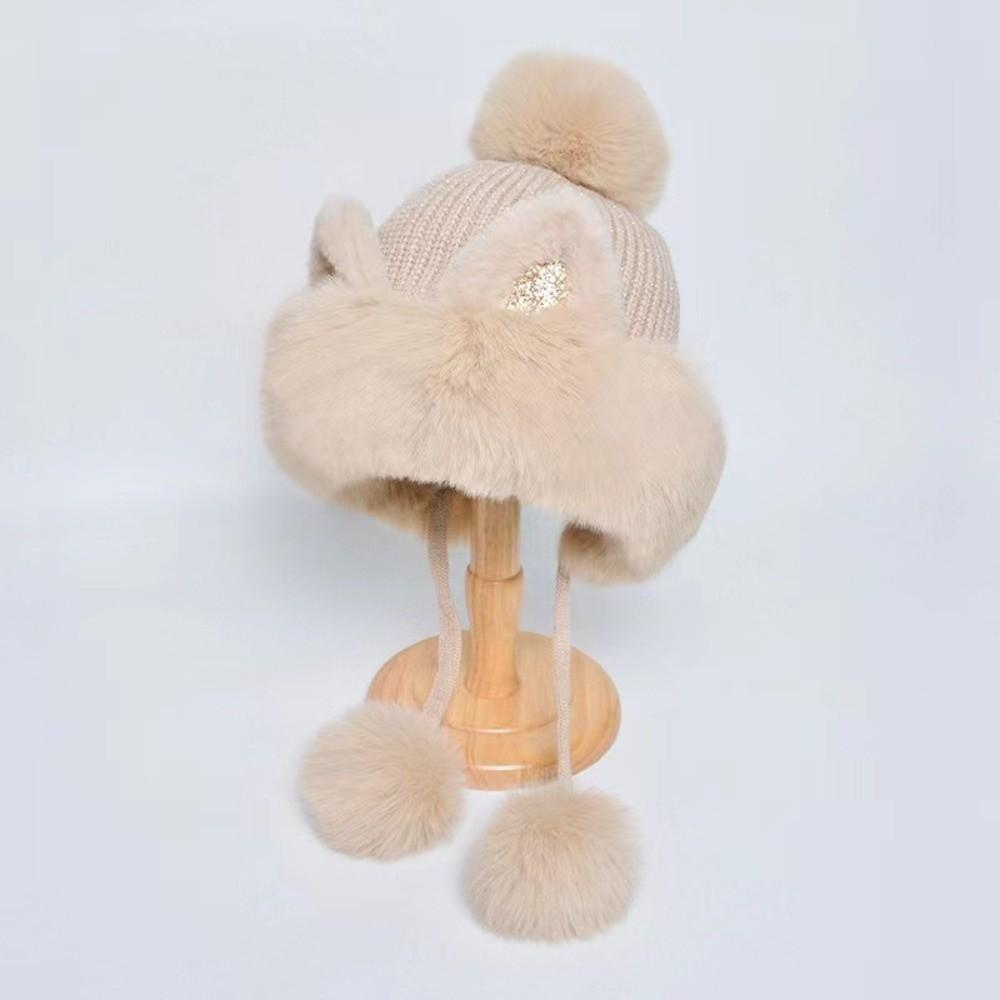 Cartoon Cat Ears Beanie Woolen Ear Protection Hat Leisure Winter Plush Hat Winter/Autumn