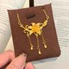 Luxury Pure Gold Real Gold Lilies Pendant Necklace Women Flower Necklace