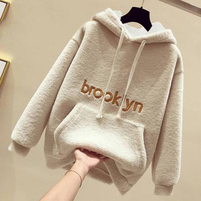Thick Sweatshirt Women's Fashion Loose Fleece Top Pocket Casual Pullover