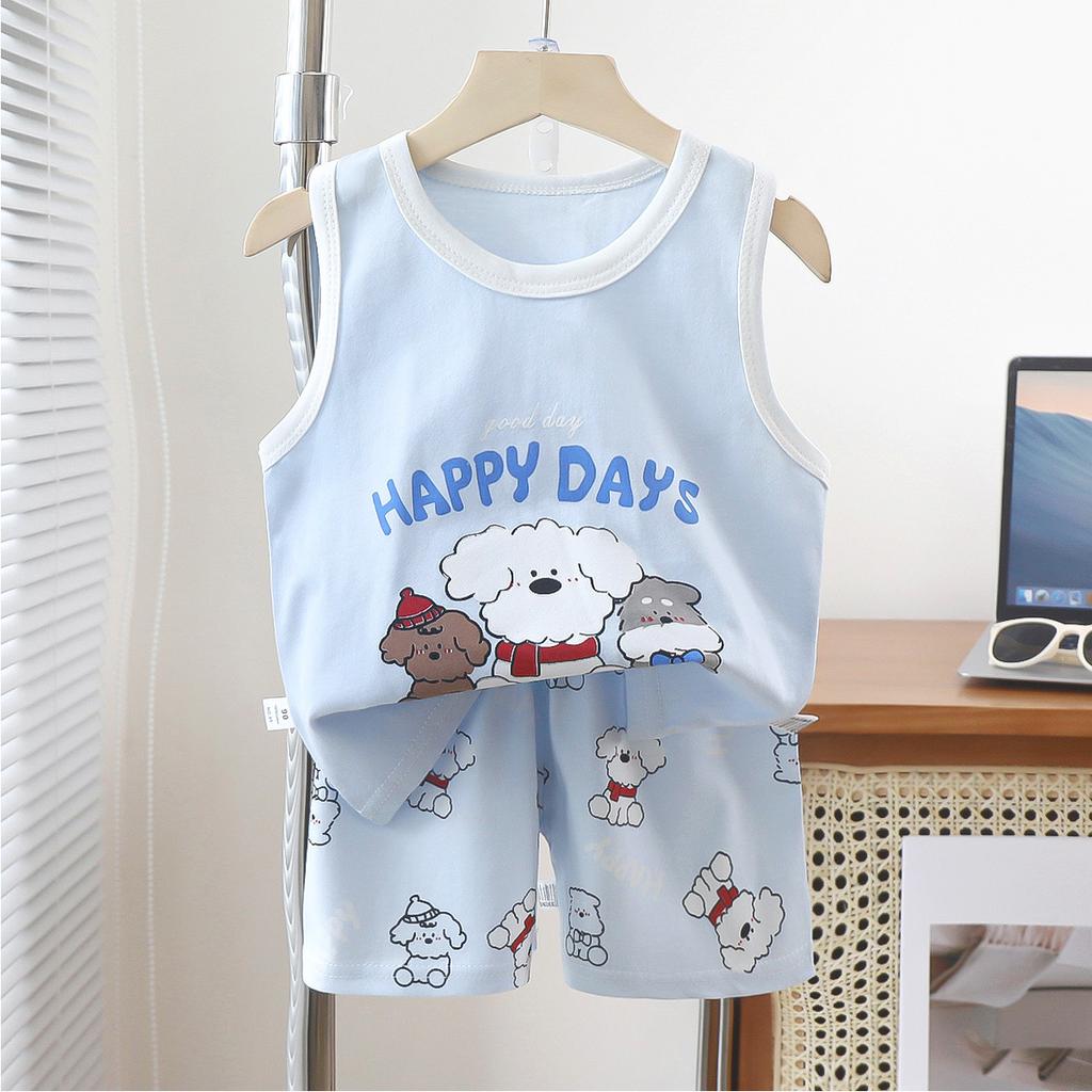 Children's Vest Set Boys' Shorts Summer Cotton New Baby Clothes Girls' Summer Clothes Summer Clothes Children's Clothes