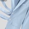 INCERUN Men One Shoulder Long Sleeve Button Cutout Bandage Blazer Irregular Coats