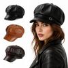Octagonal Beret Hat Metal Buckle Strap Octagonal Cap Vintage Baker Boy Cap  For Women