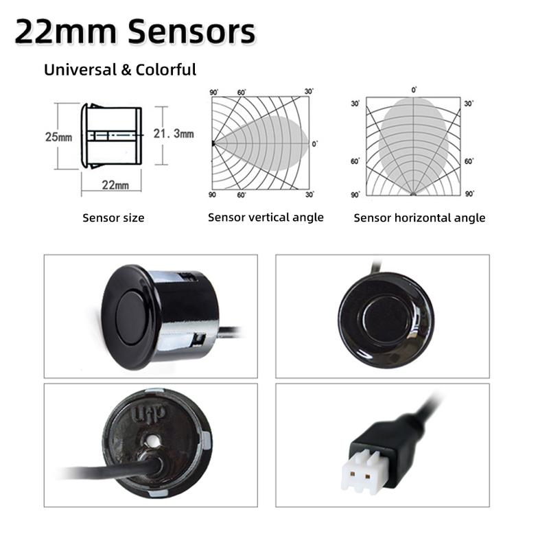 HIPPBQCC Car Parking Sensor Kit Auto Parktronic LCD Display Backlight Reverse Backup Radar Monitor System 4 Sensors 12V 4 Colors