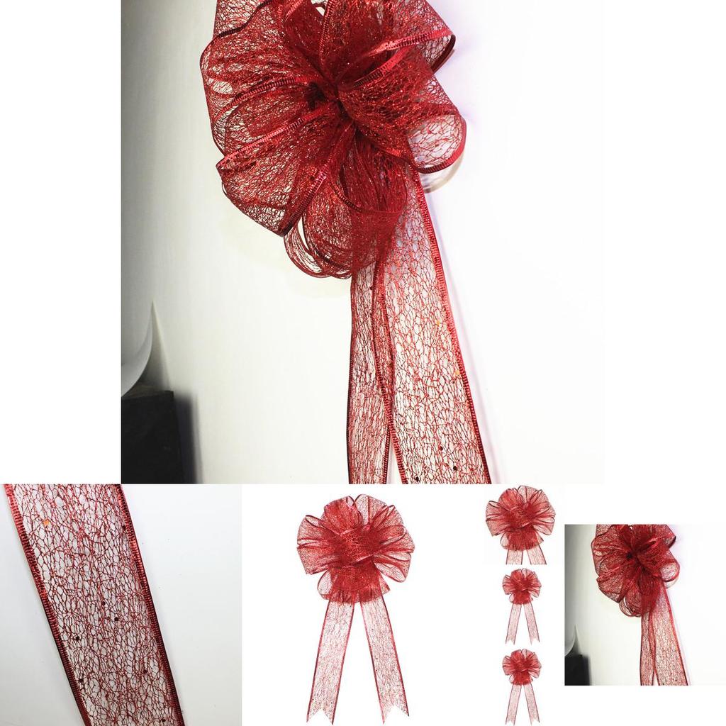 Grand Bouquet de Nœuds Rouges de Noël Ornement Décoratif de Fête Pour la Joie Festive