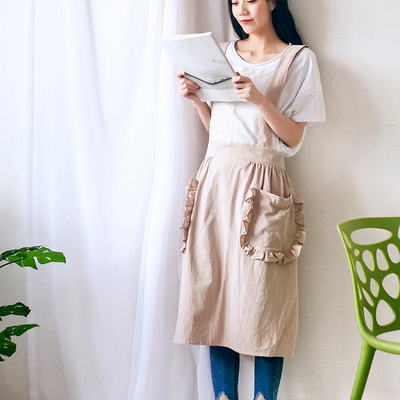 Cotton Linen Apron for Women Men BBQ Bib Chefer Kitchen Apron Barber Coffee Cooking Restaurant