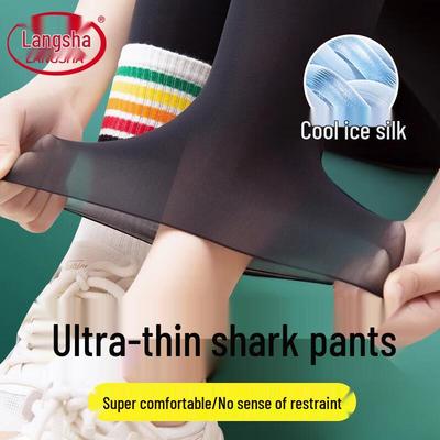 Langsaha Damskie Ultra Cienkie Legginsy z Jedwabiu Lodowego Shark