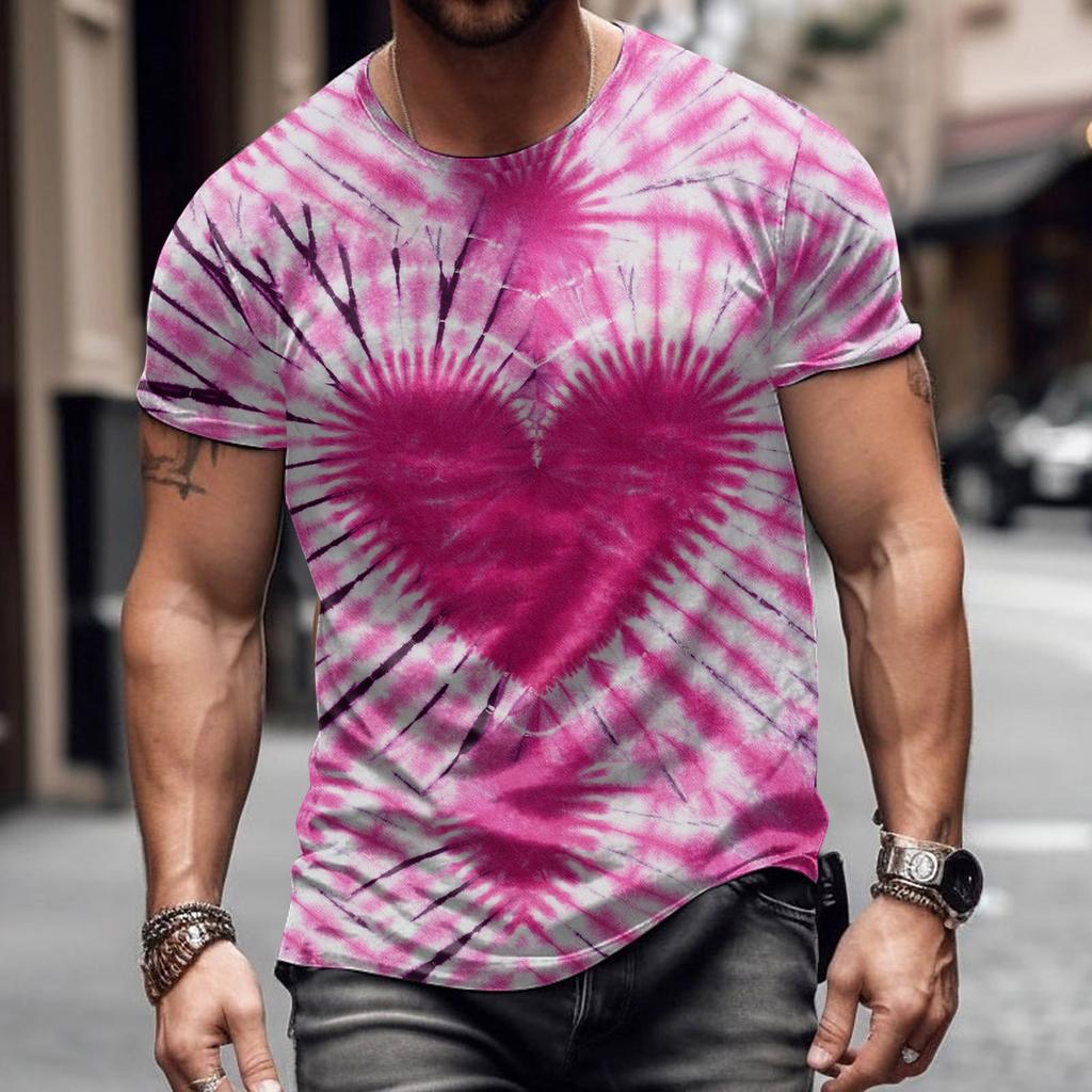 New Valentine's Day Colorful Love T Shirt 3D Print Men Women T-shirts Summer Round Neck Short Sleeve Tops Kids Tees Man Clothing