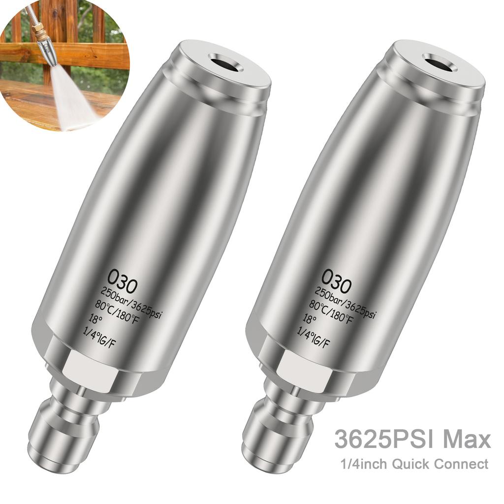 Turbo Nozzle for Pressure Washer Stainless Steel Rotating Pressure Washer Jet Nozzle  3625PSI Max 1/4inch Quick Connect Pressure